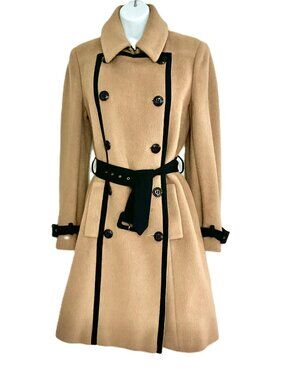 MOSCHINO Cheap and Chic Wool Mohair Coat Camel Double Breasted Size US 8 Italy